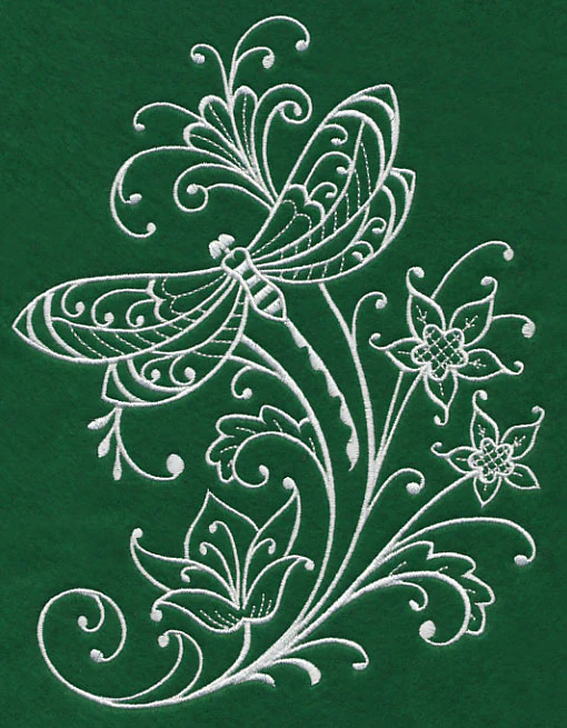 Spring Whitework Dragonfly