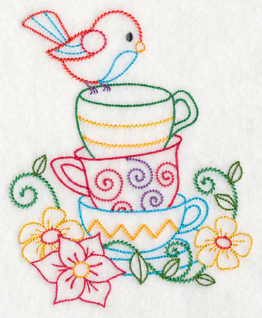 Stacked Cups with Perching Bird (Vintage) - Image 3