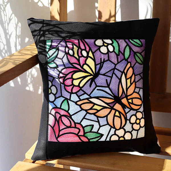 Stained Glass Butterfly Garden Square 1 - Image 15