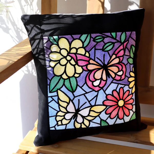 Stained Glass Butterfly Garden Square 2 - Image 15