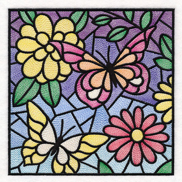 Stained Glass Butterfly Garden Square 2 - Image 4