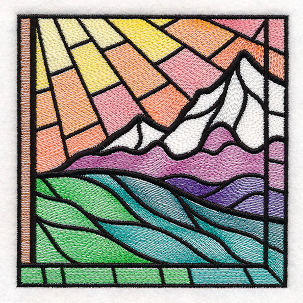 Stained Glass Cross at Sunrise Scene (Set) - Image 28