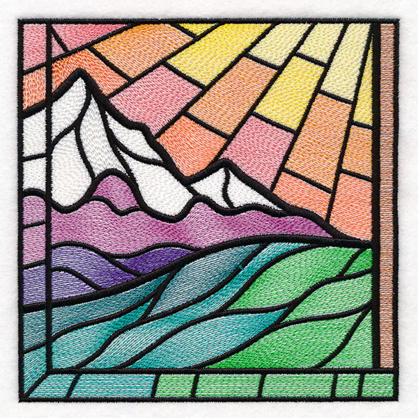 Stained Glass Cross at Sunrise Scene (Set) - Image 48