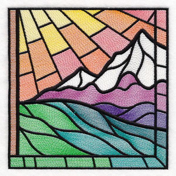 Stained Glass Cross at Sunrise Scene (Set) - Image 49