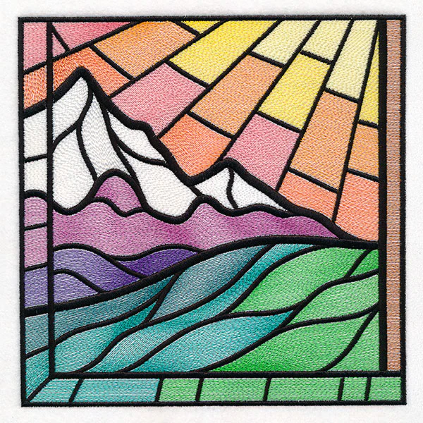Stained Glass Cross at Sunrise Scene (Set) - Image 62
