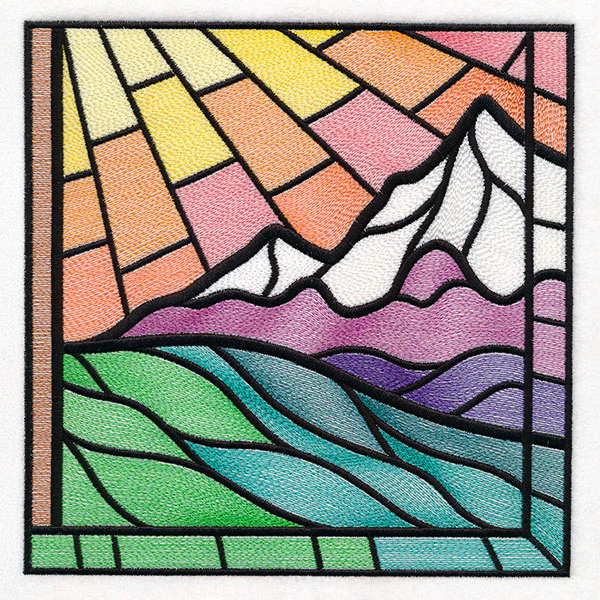 Stained Glass Cross at Sunrise Scene (Set) - Image 63