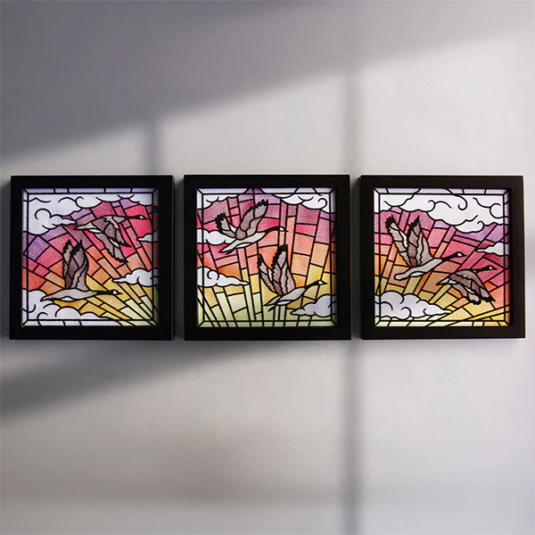 Stained Glass Geese in Flight Square 1 - Image 2