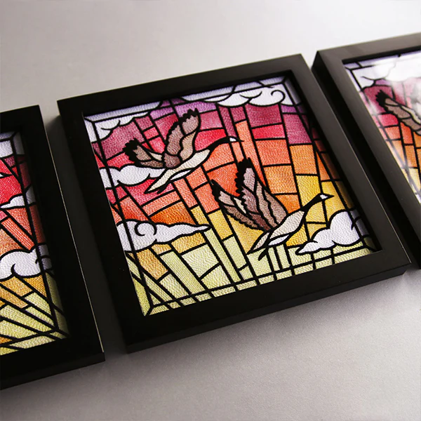 Stained Glass Geese in Flight Square 1 - Image 3