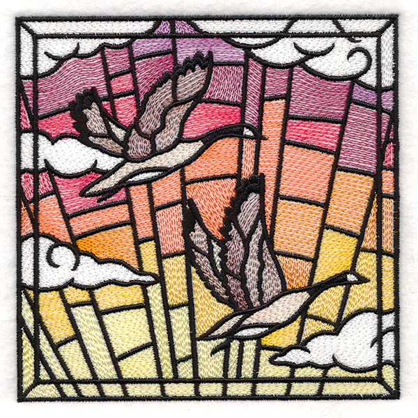 Stained Glass Geese in Flight Square 2 - Image 10
