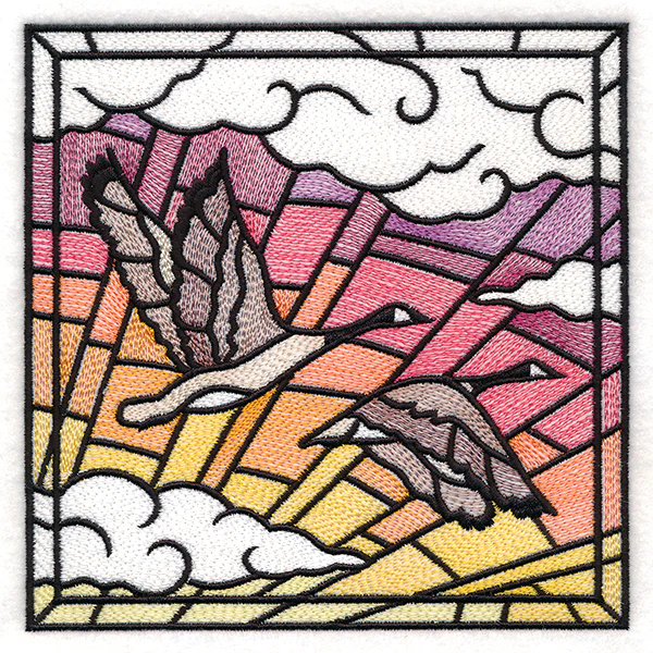 Stained Glass Geese in Flight Square 3 - Image 4