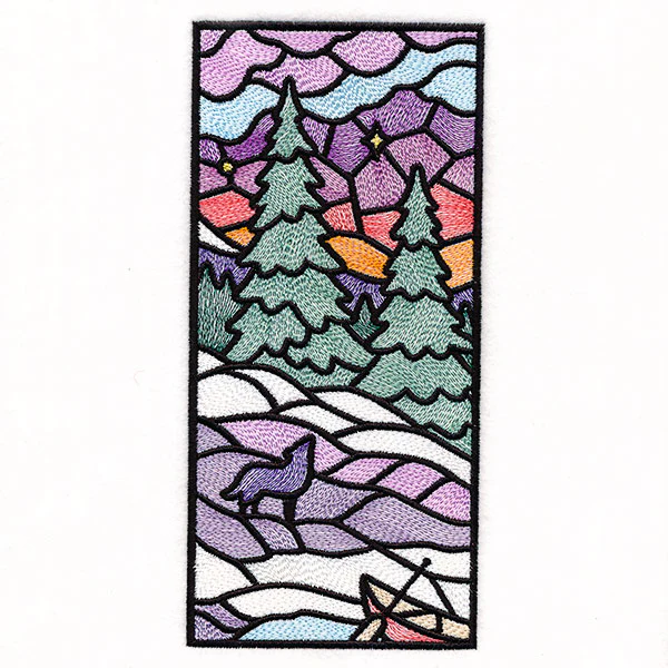 Stained Glass Winter Landscape Panel 1 - Image 7