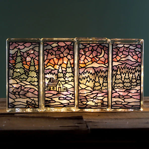 Stained Glass Winter Landscape Panel 2 - Image 12