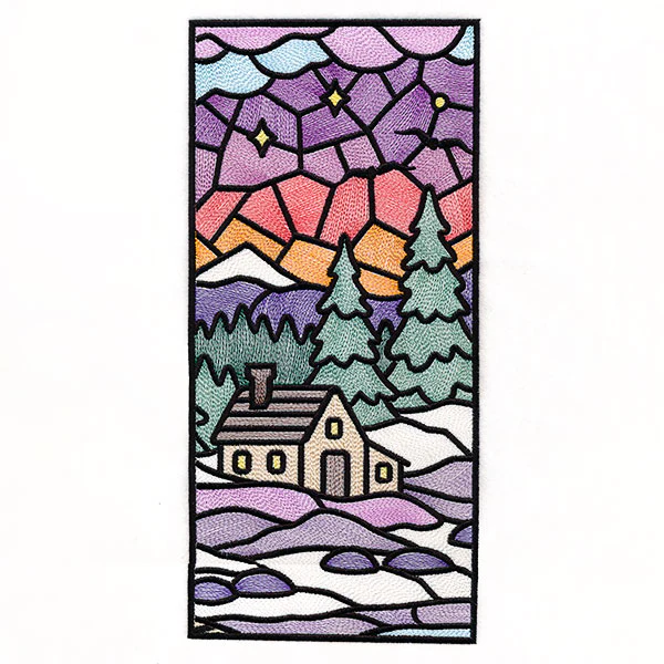 Stained Glass Winter Landscape Panel 2 - Image 13