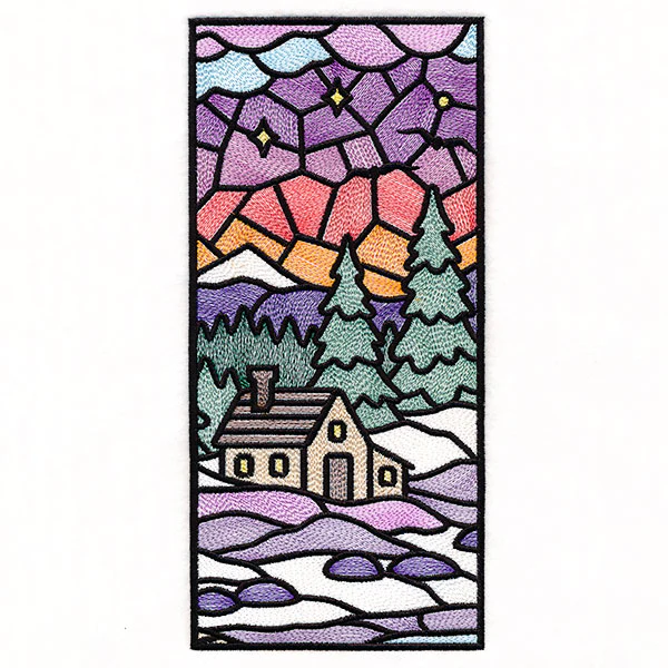 Stained Glass Winter Landscape Panel 2 - Image 4
