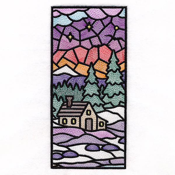 Stained Glass Winter Landscape Panel 2 - Image 7