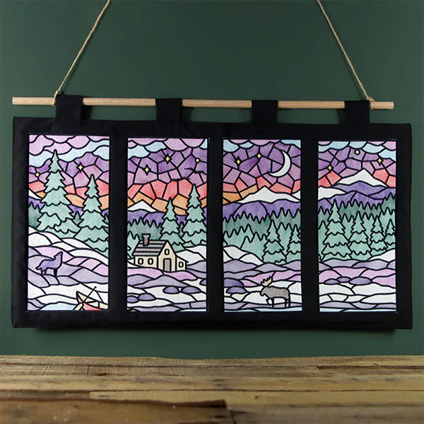 Stained Glass Winter Landscape Panel 3 - Image 6