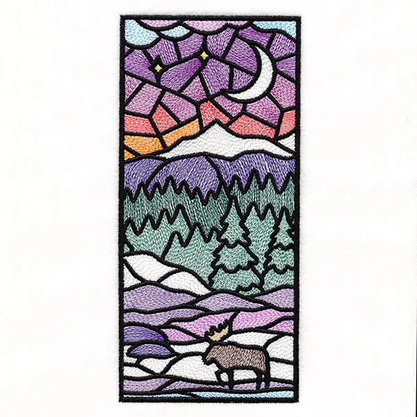 Stained Glass Winter Landscape Panel 3 - Image 7