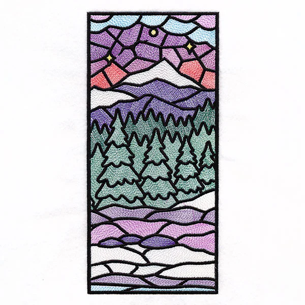 Stained Glass Winter Landscape Panel 4 - Image 4