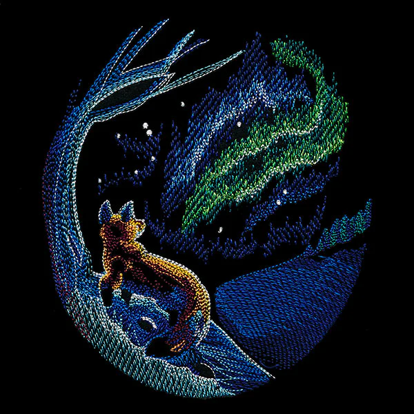 Starlit Northern Lights Fox Scene - Image 2