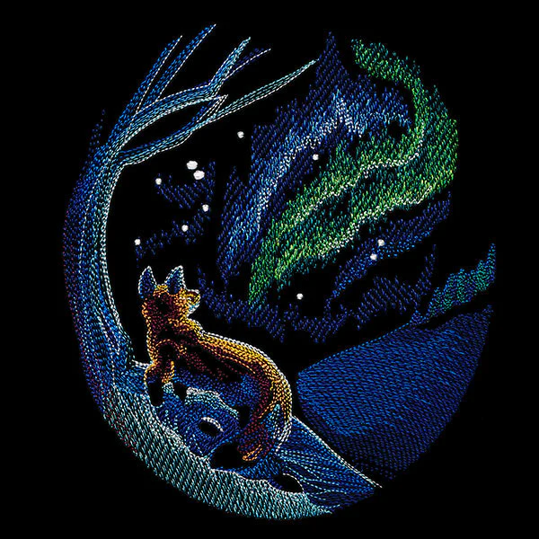 Starlit Northern Lights Fox Scene - Image 4