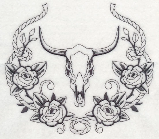 Steer Skull and Rose Laurel - Image 2