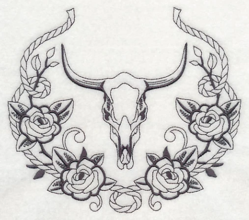 Steer Skull and Rose Laurel - Image 3