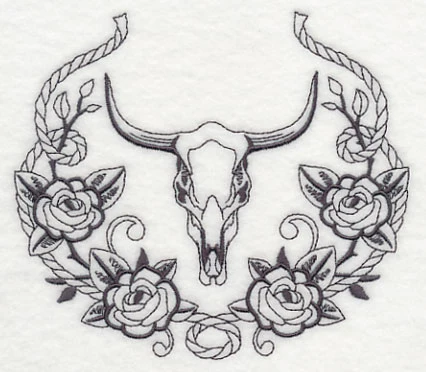Steer Skull and Rose Laurel - Image 4