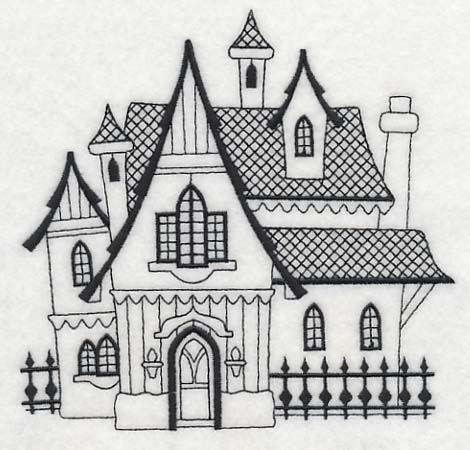 Storybook Gothic House (Blackwork) - Image 3