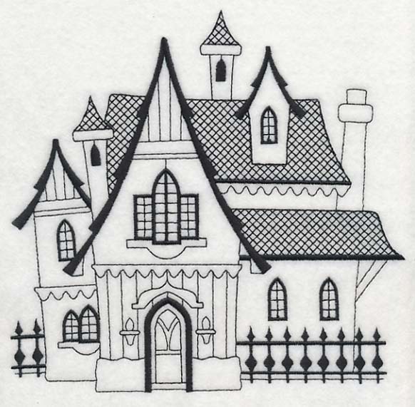 Storybook Gothic House (Blackwork) - Image 5
