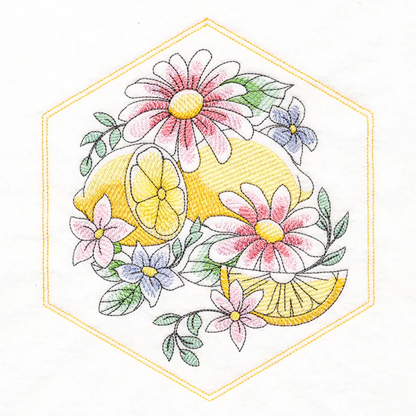 Sweet Fruit Quilt Hexagon - Citrus and Blooms