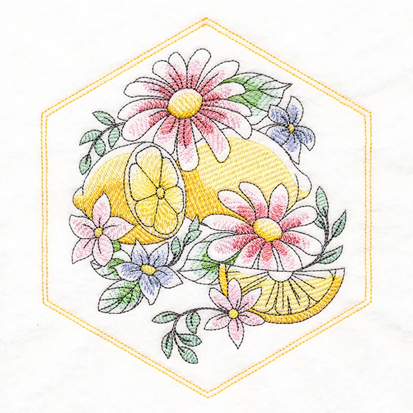 Sweet Fruit Quilt Hexagon - Citrus and Blooms - Image 3