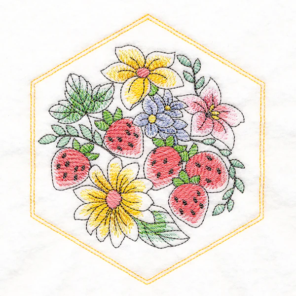 Sweet Fruit Quilt Hexagon - Fruit and Blooms - Image 4