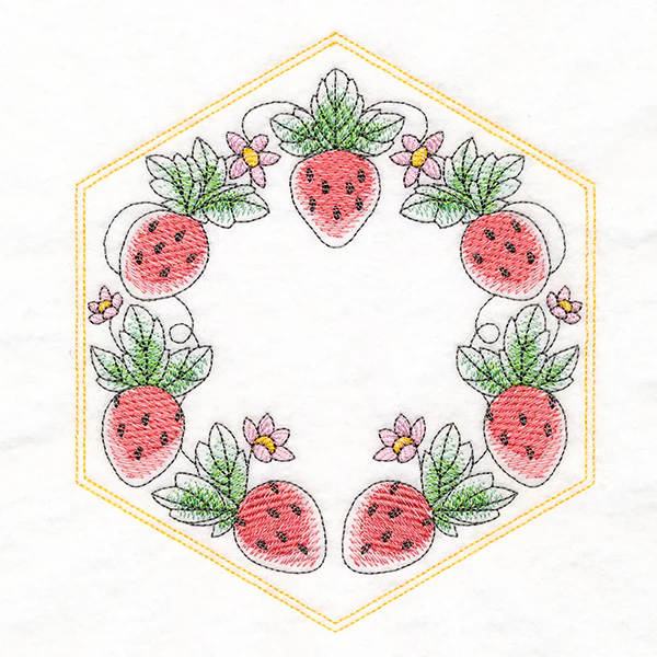 Sweet Fruit Quilt Hexagon - Strawberries - Image 3