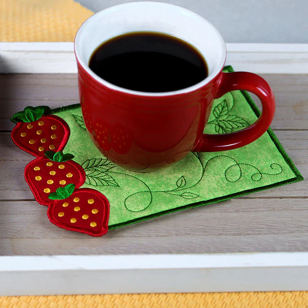 Summer Strawberries Mug Rug (In-the-Hoop) - Image 6