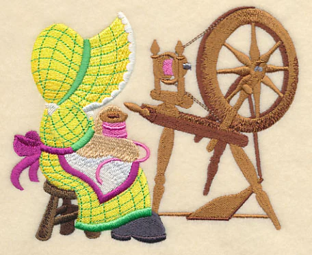 Sunbonnet Sue at the Spinning Wheel - Image 2