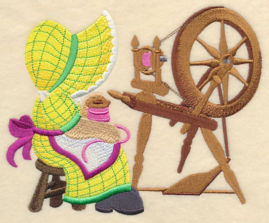 Sunbonnet Sue at the Spinning Wheel - Image 3