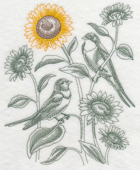 Sunflower and Barn Swallows (Toile) - Image 2