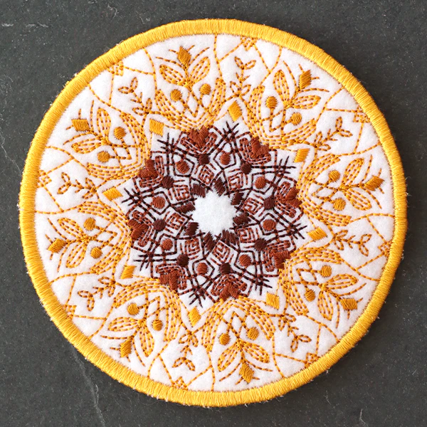 Sunflower Kaleidoscope Coaster (In-the-Hoop) - Image 4
