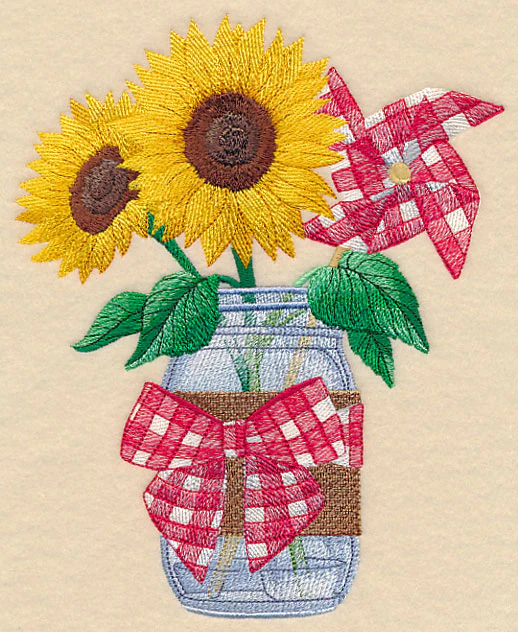 Sunflowers and Pinwheel Mason Jar