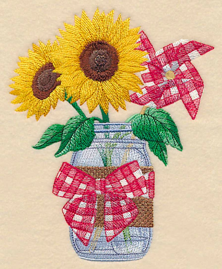 Sunflowers and Pinwheel Mason Jar - Image 2