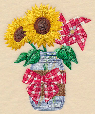 Sunflowers and Pinwheel Mason Jar - Image 3