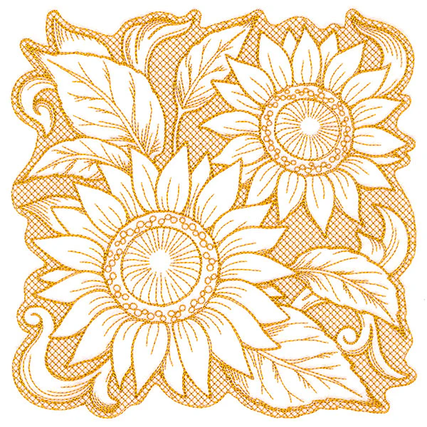 Sunflowers in Autumn Square (Trapunto) - Image 4