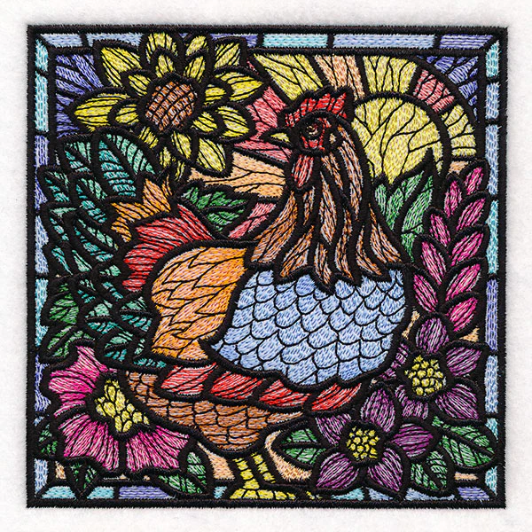 Sunrise Chicken Stained Glass Square - Image 7