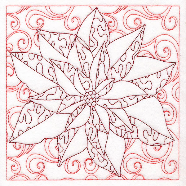 Surrounded by Swirls of Magic Christmas Poinsettia Quilting (Double Run) - Image 6