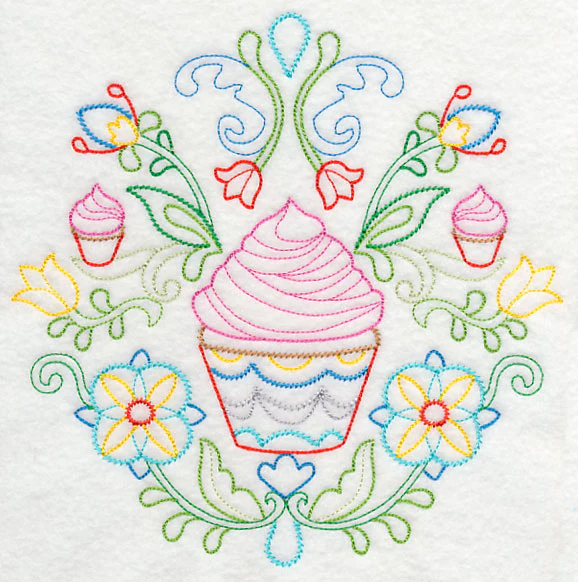 Swedish Folk Art - Cupcakes (Vintage)