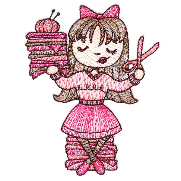 Sweet and Crafty Girl with Fabric - Image 3