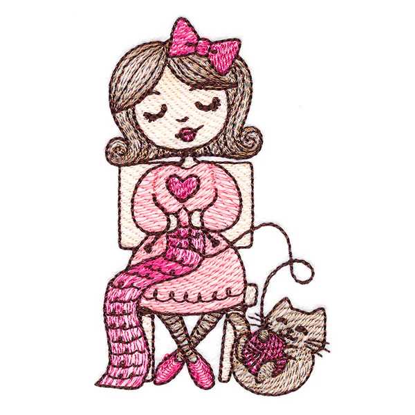 Sweet and Crafty Girl with Yarn - Image 3