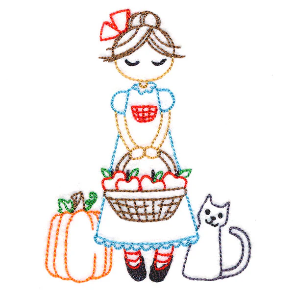Sweet Fall Girl with Apples (Vintage) - Image 3