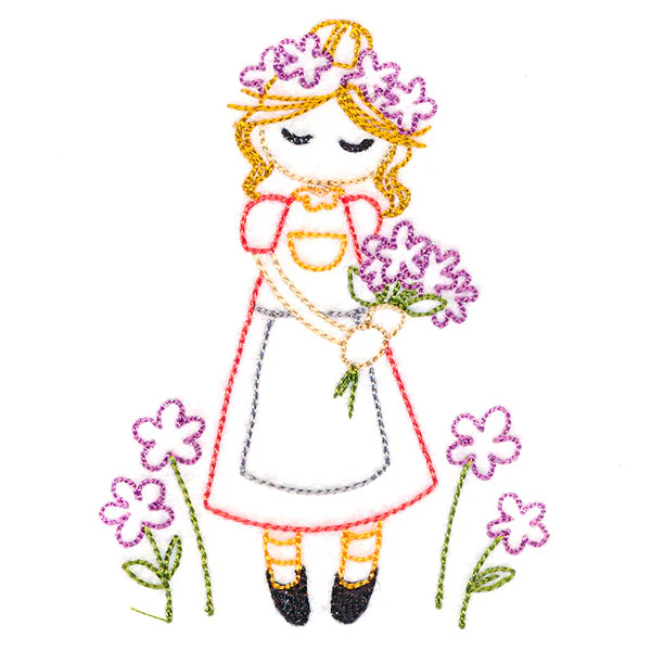 Sweet Fall Girl with Flowers (Vintage) - Image 3