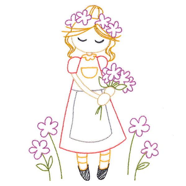 Sweet Fall Girl with Flowers (Vintage) - Image 4